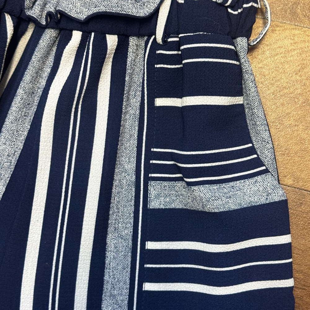 Monteau Los Angeles Striped Navy and White Jumpsuit XS - Picture 2 of 5